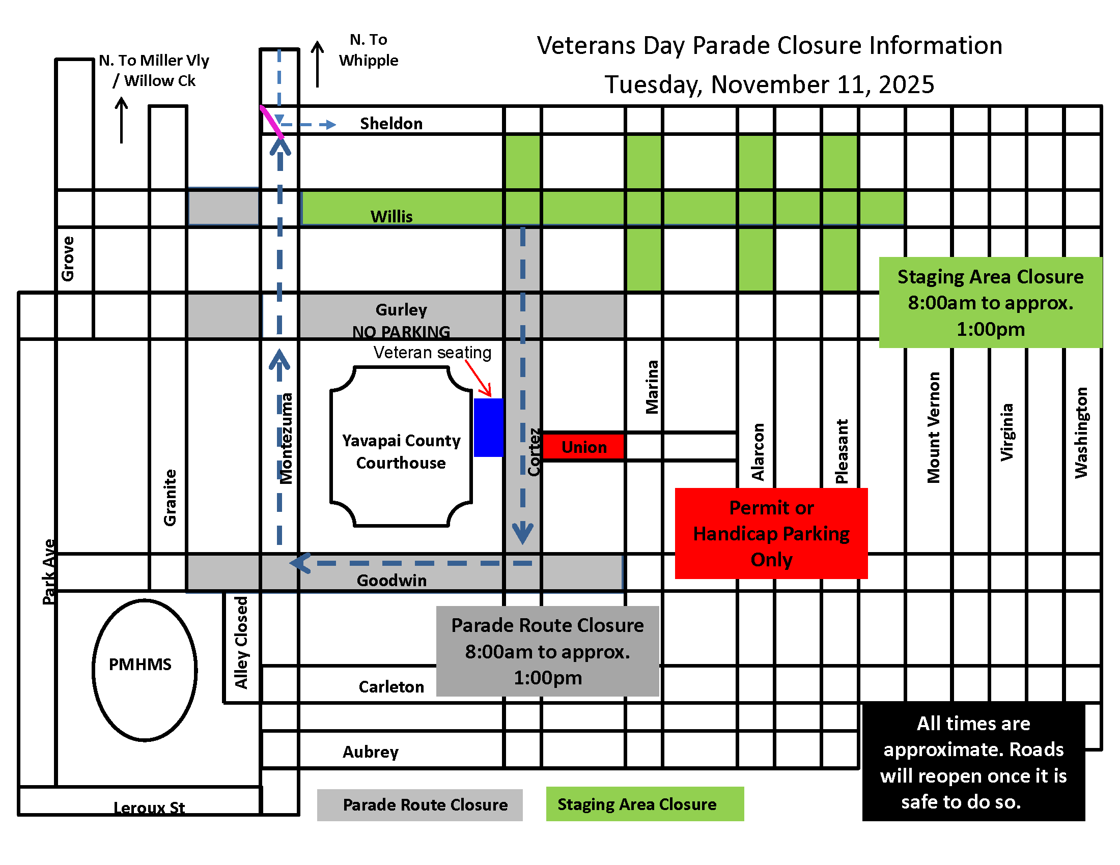 Veteran’s Day Parade Downtown Closure Map